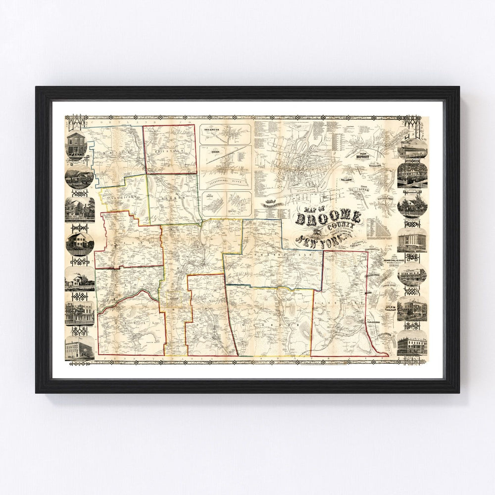 Broome County Vintage Map 1855