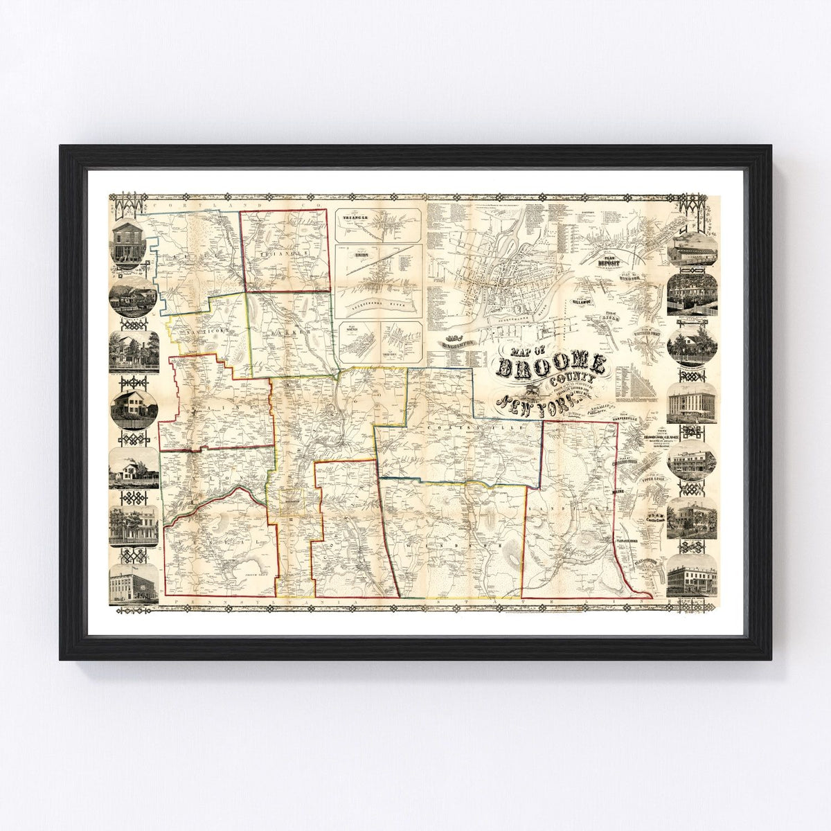 Broome County Vintage Map 1855