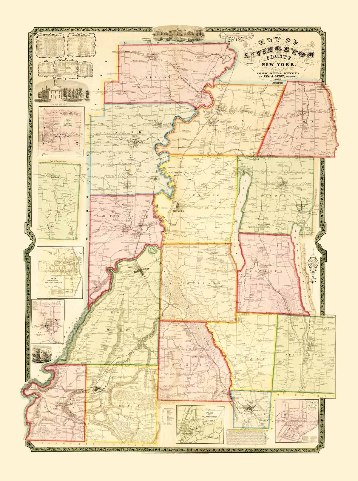 Preview of Vintage Map of Livingston County, New York 1852