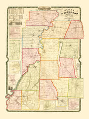 Vintage Map of Livingston County, New York 1852