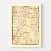 Vintage Map of Livingston County, New York 1852