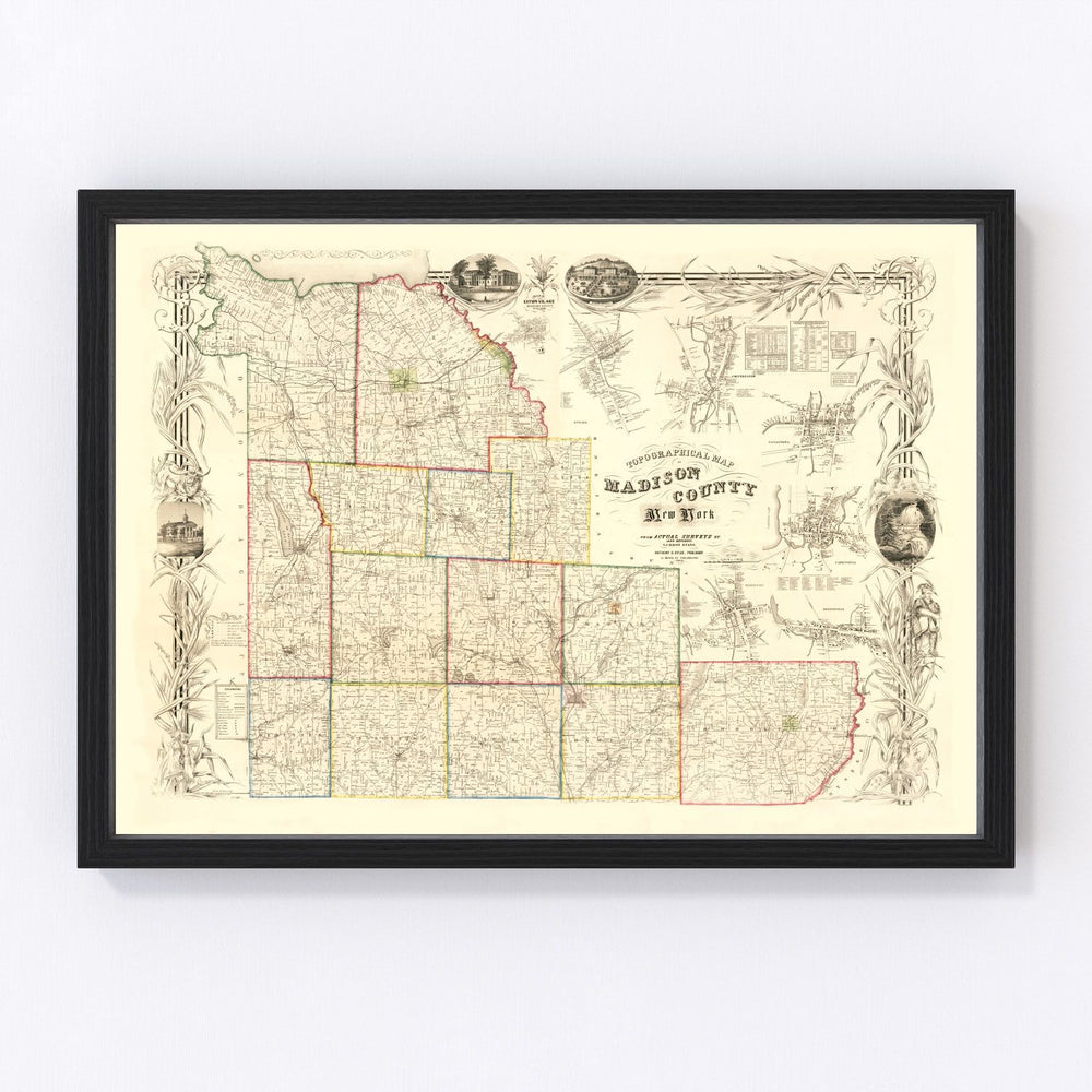Madison County Vintage Map 1853