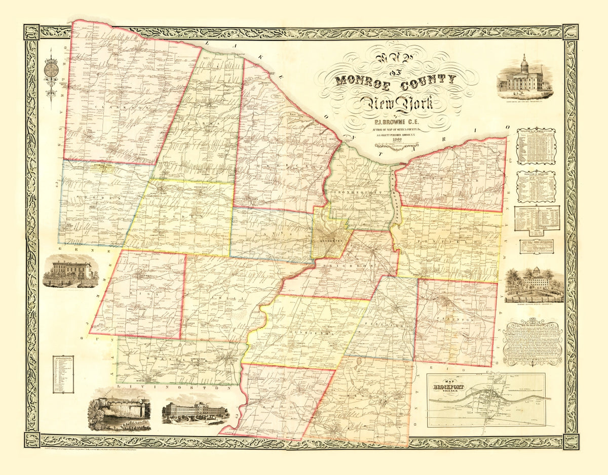 Preview of Vintage Map of Monroe County, New York 1852