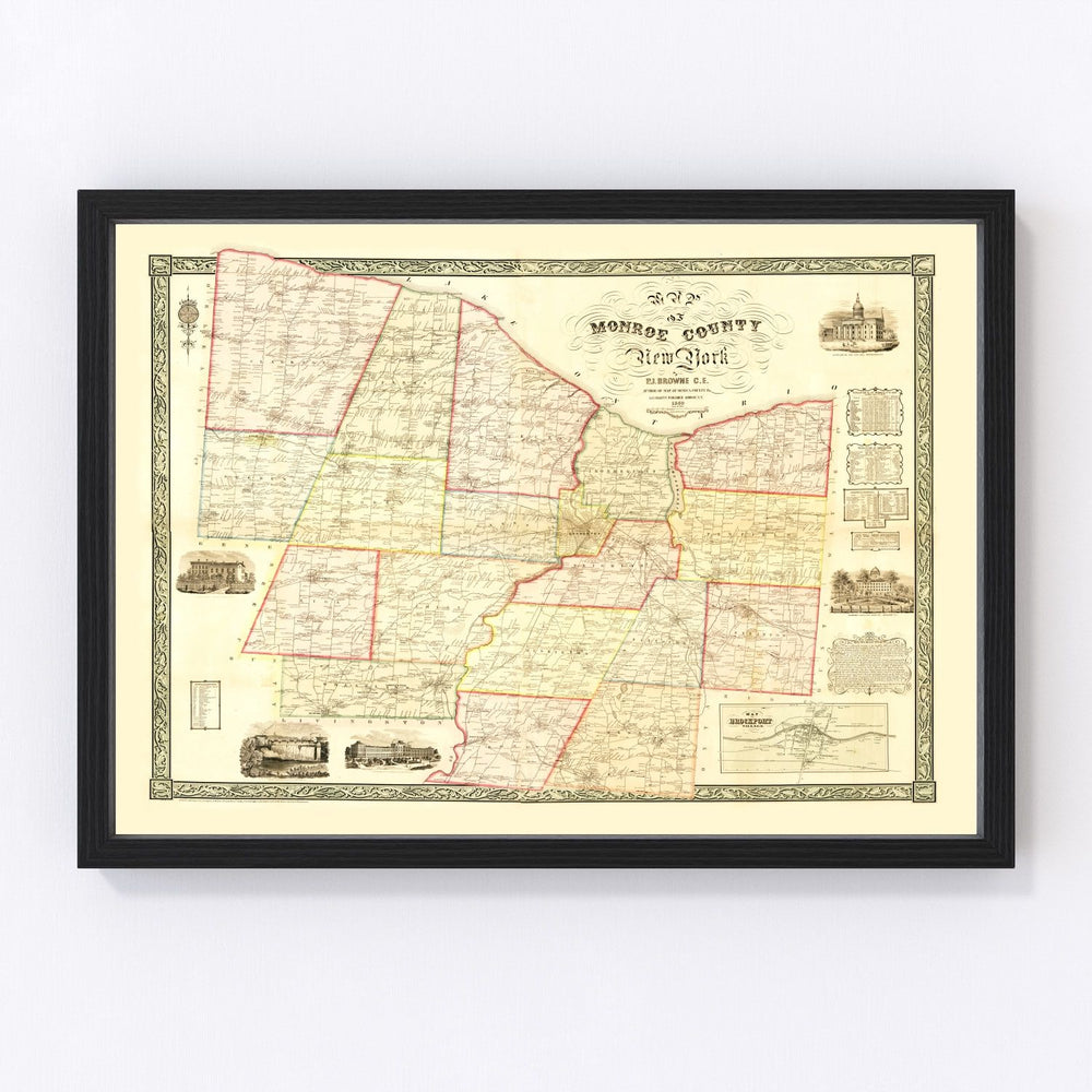 Monroe County Vintage Map 1852