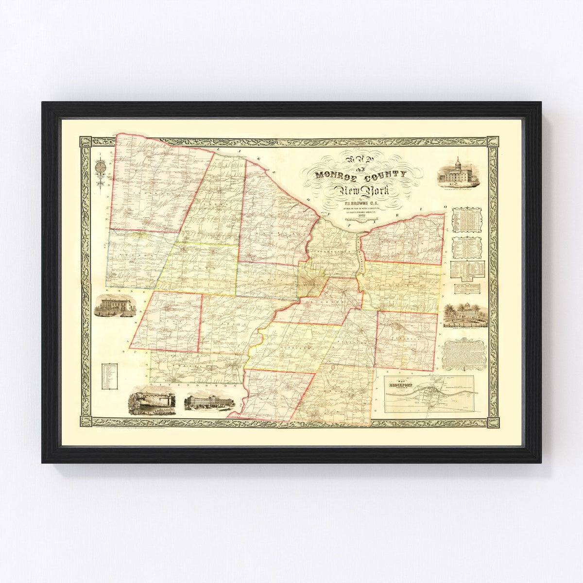 Monroe County Vintage Map 1852