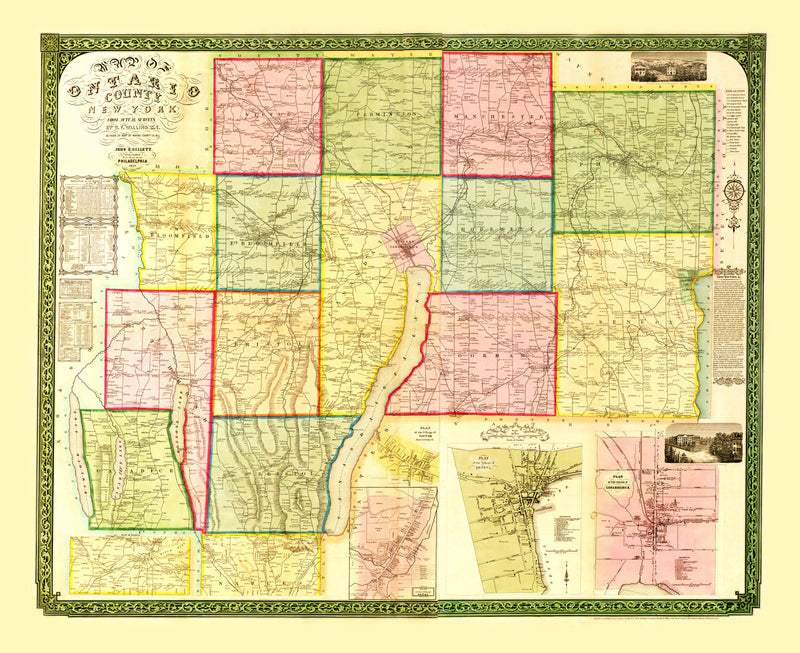 Size comparison using Vintage Map of Ontario County, New York 1852