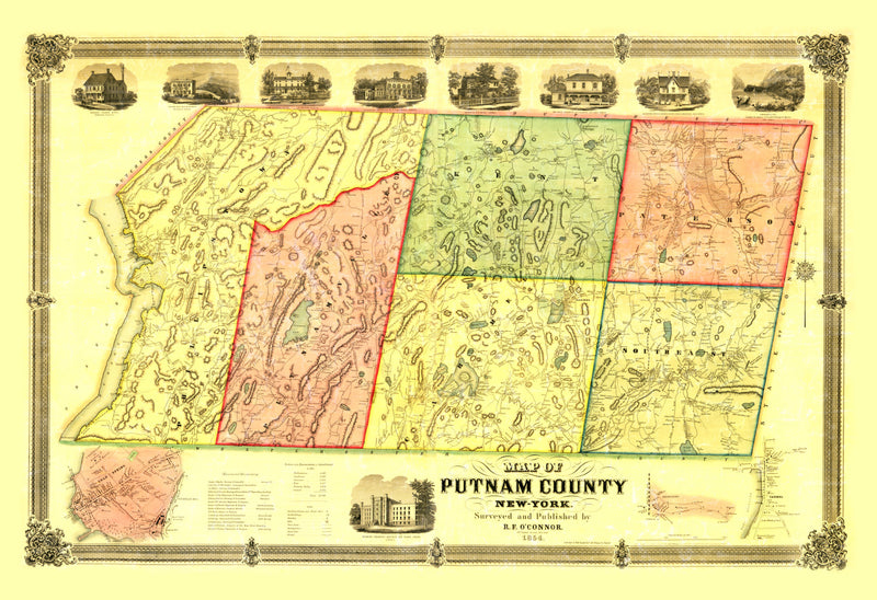 Size comparison using Vintage Map of Putnam County, New York 1854
