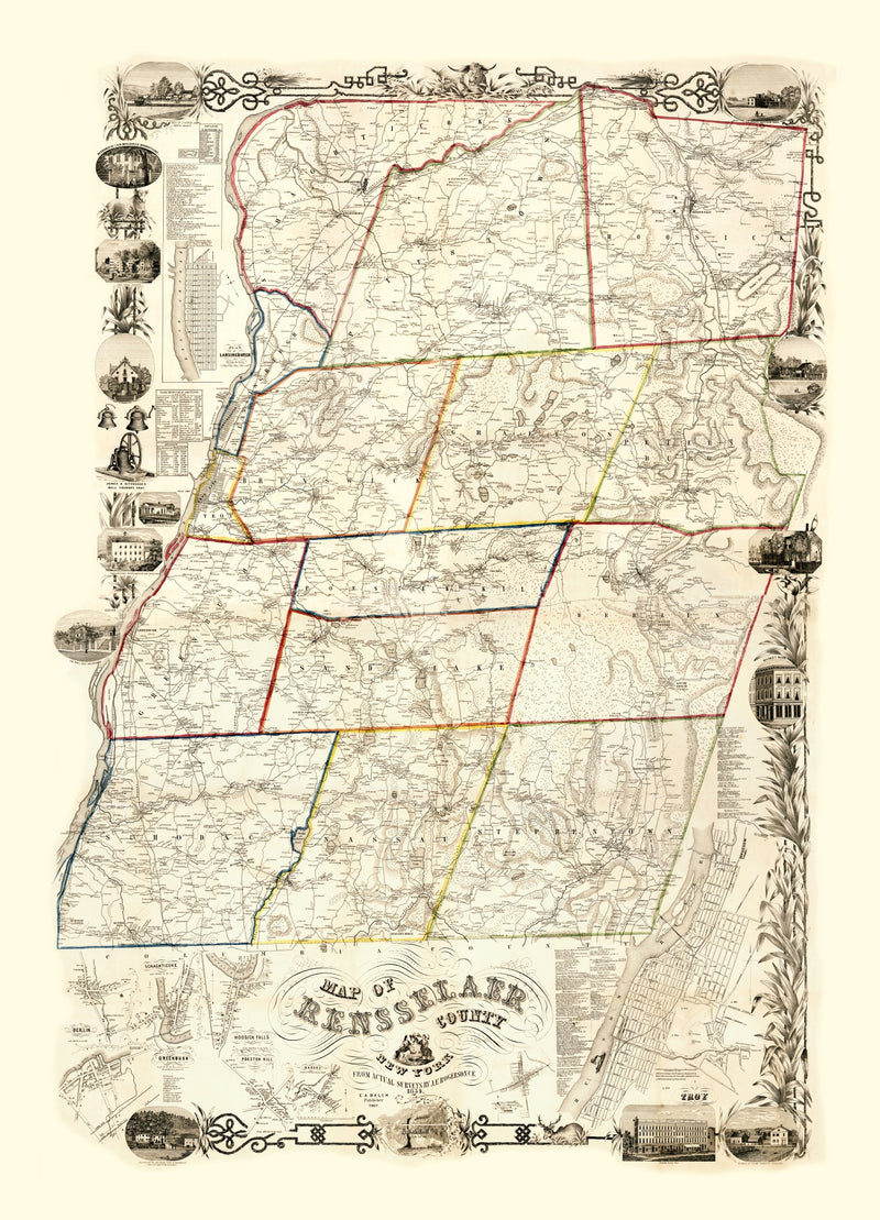 Size comparison using Vintage Map of Rensselaer County, New York 1854