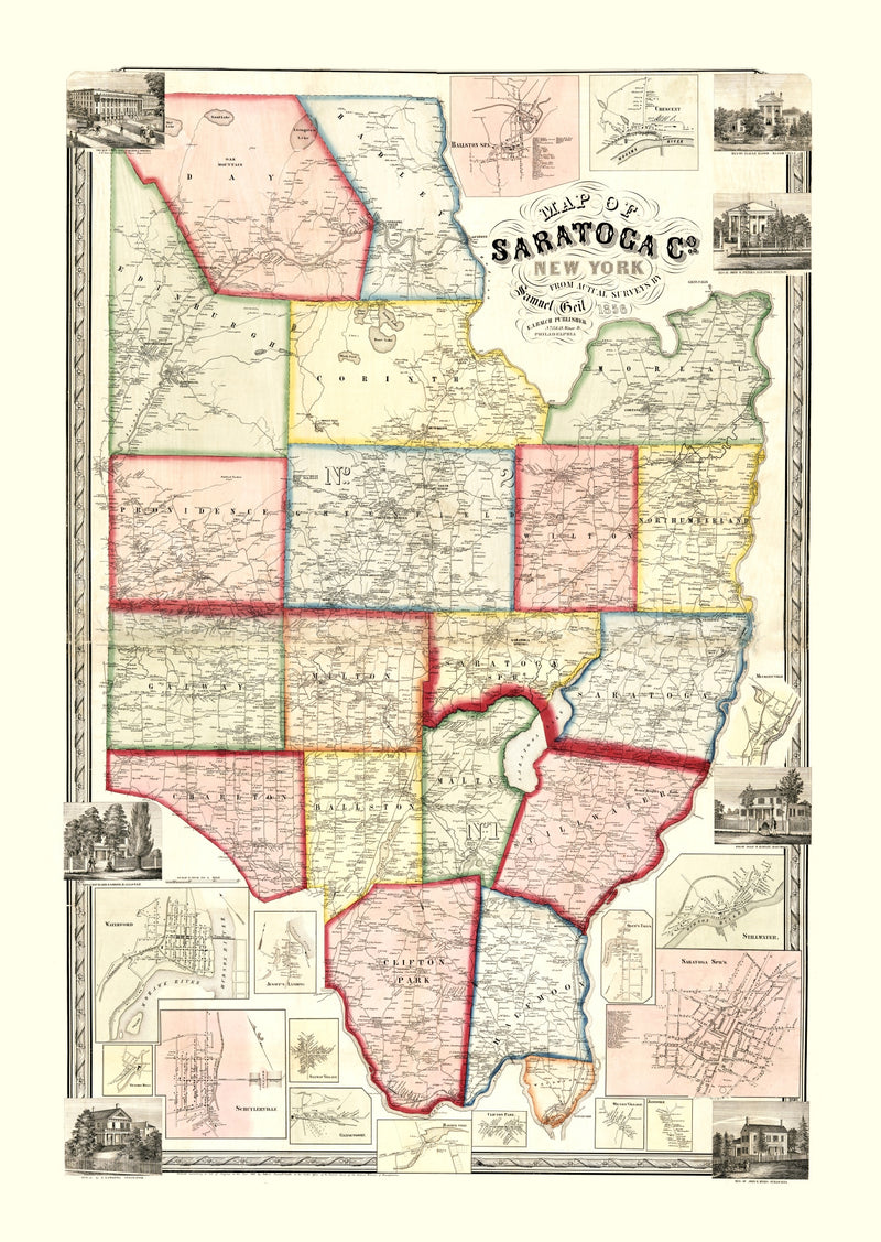 Size comparison using Vintage Map of Saratoga County, New York 1856