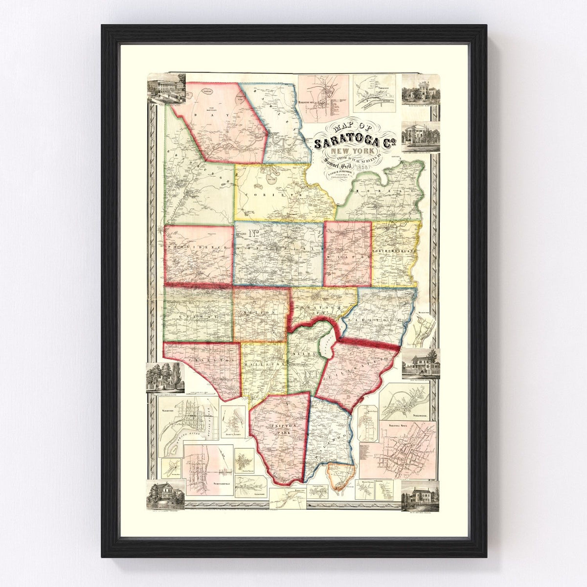 Saratoga County Vintage Map 1856