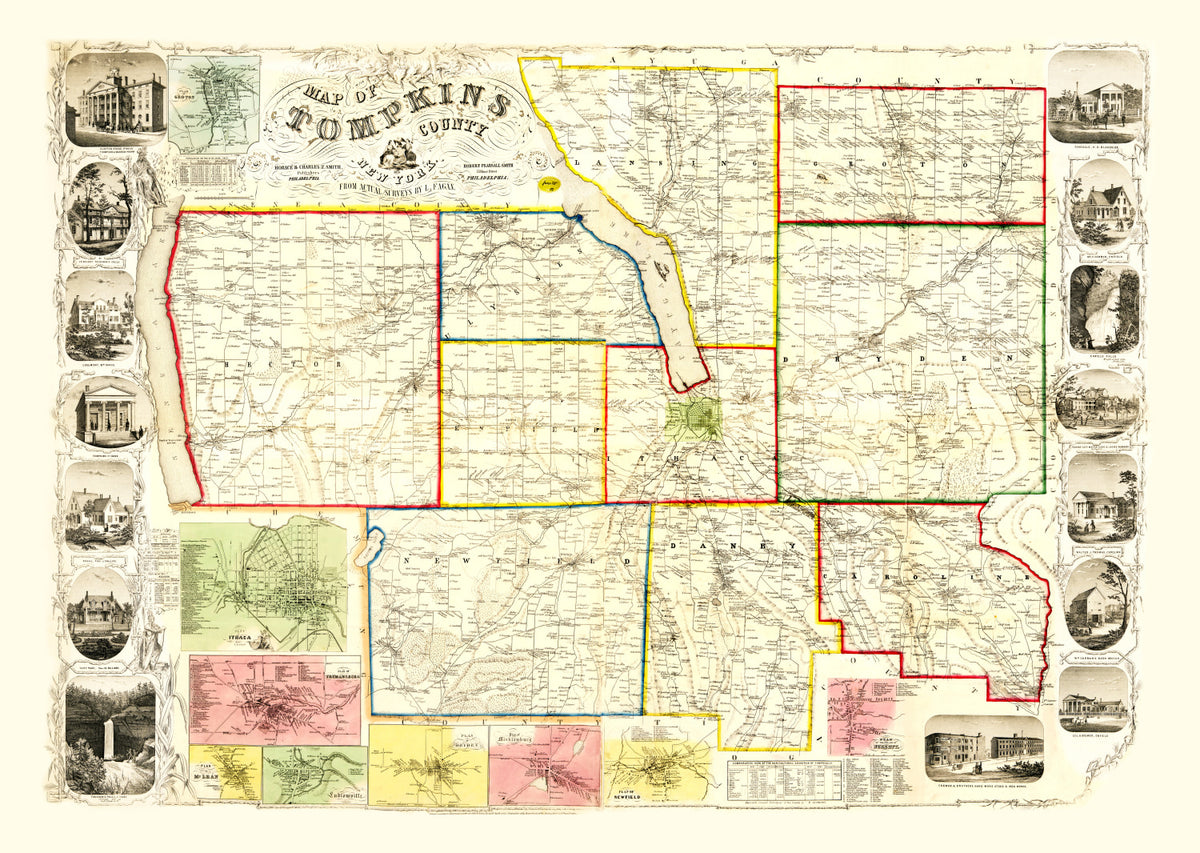 Preview of Vintage Map of Tompkins County, New York 1853
