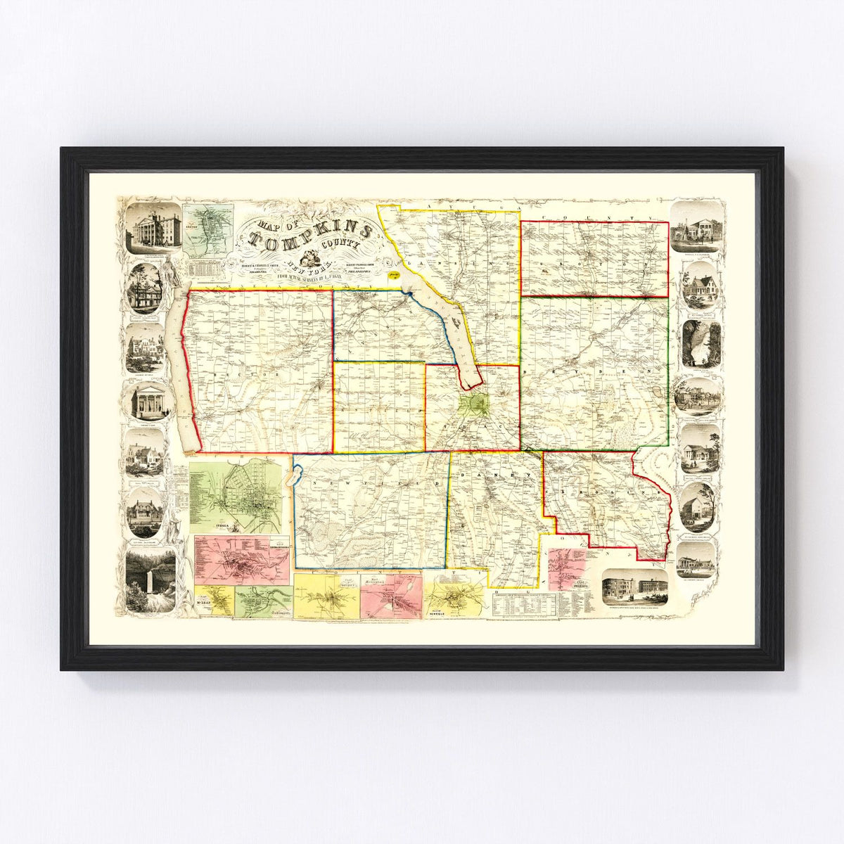 Tompkins County Vintage Map 1853