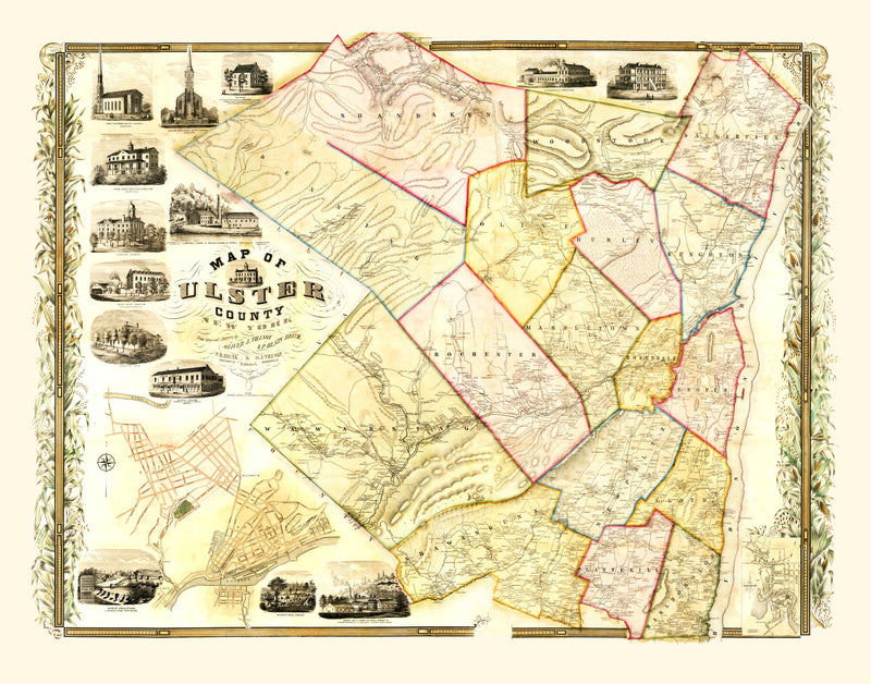 Size comparison using Vintage Map of Ulster County, New York 1853