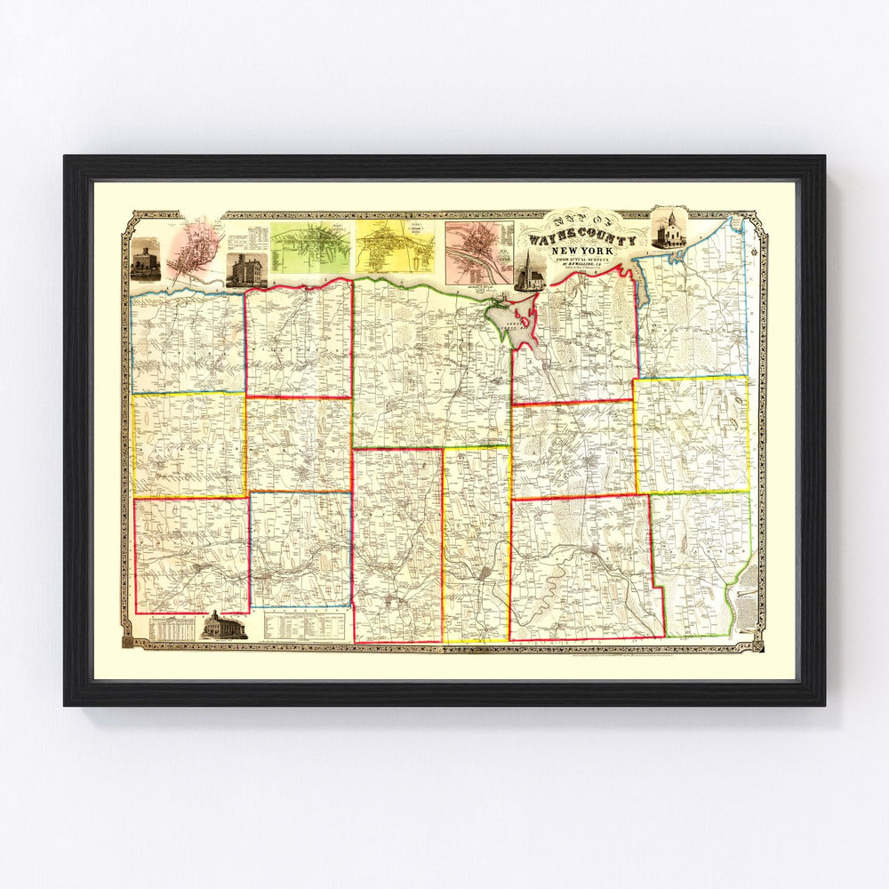 Wayne County Vintage Map 1853