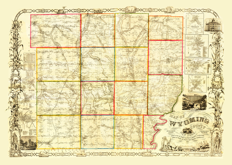 Size comparison using Vintage Map of Wyoming County, New York 1853
