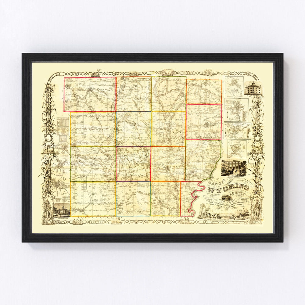 Wyoming County Vintage Map 1853