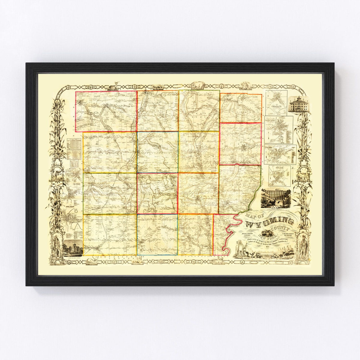 Wyoming County Vintage Map 1853