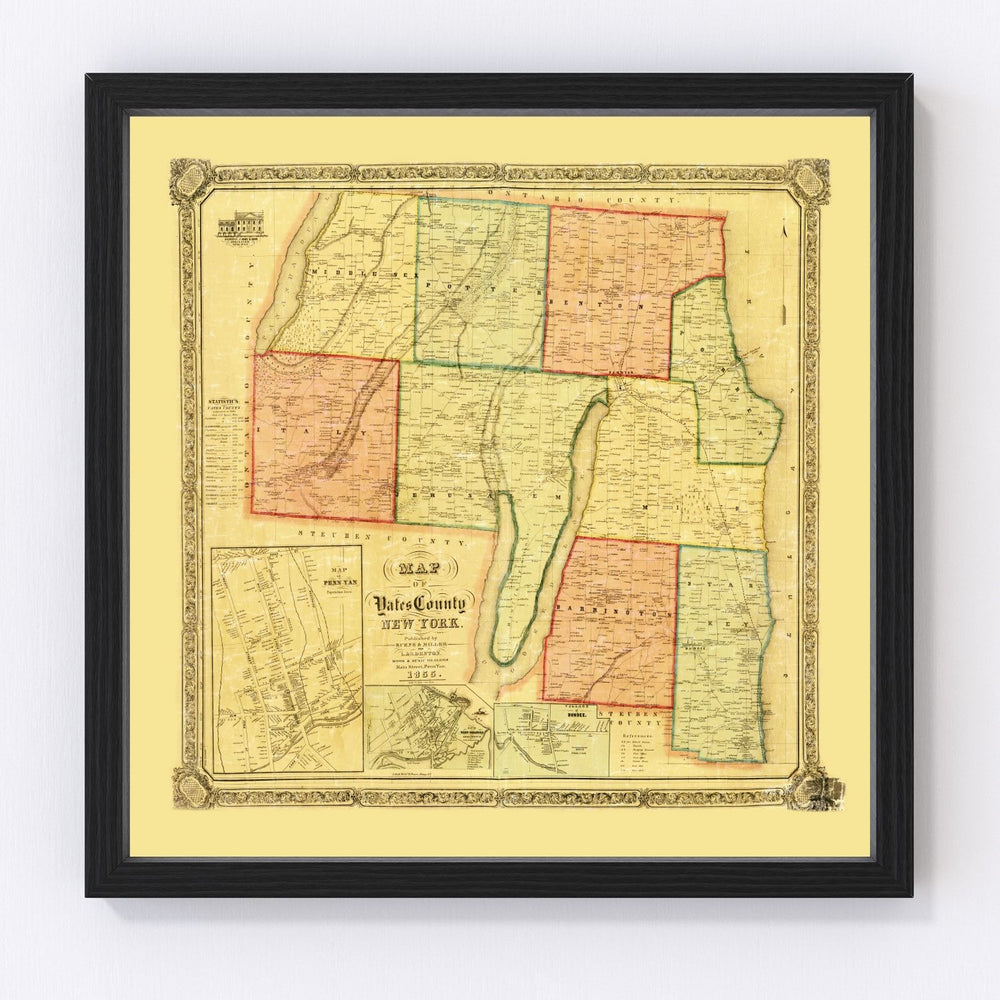 Yates County Vintage Map 1855
