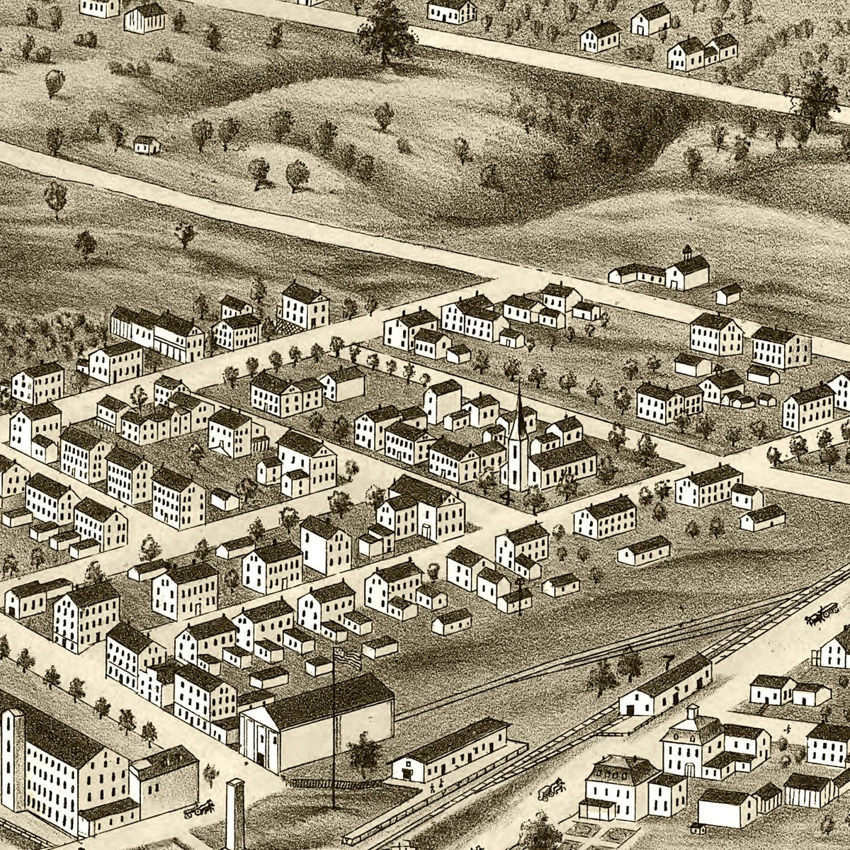 Restored historic details from the 1877 city map of Salmon Falls, New Hampshire