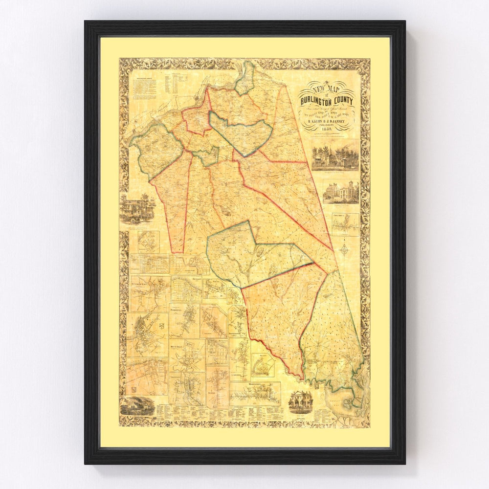 Burlington County Vintage Map 1859