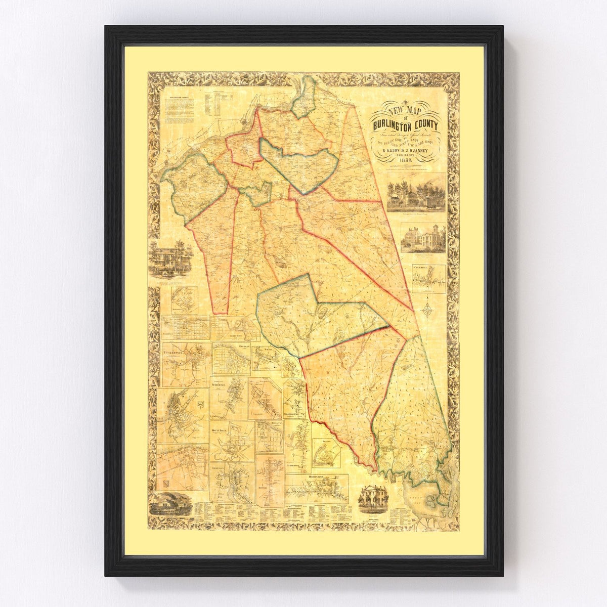 Burlington County Vintage Map 1859