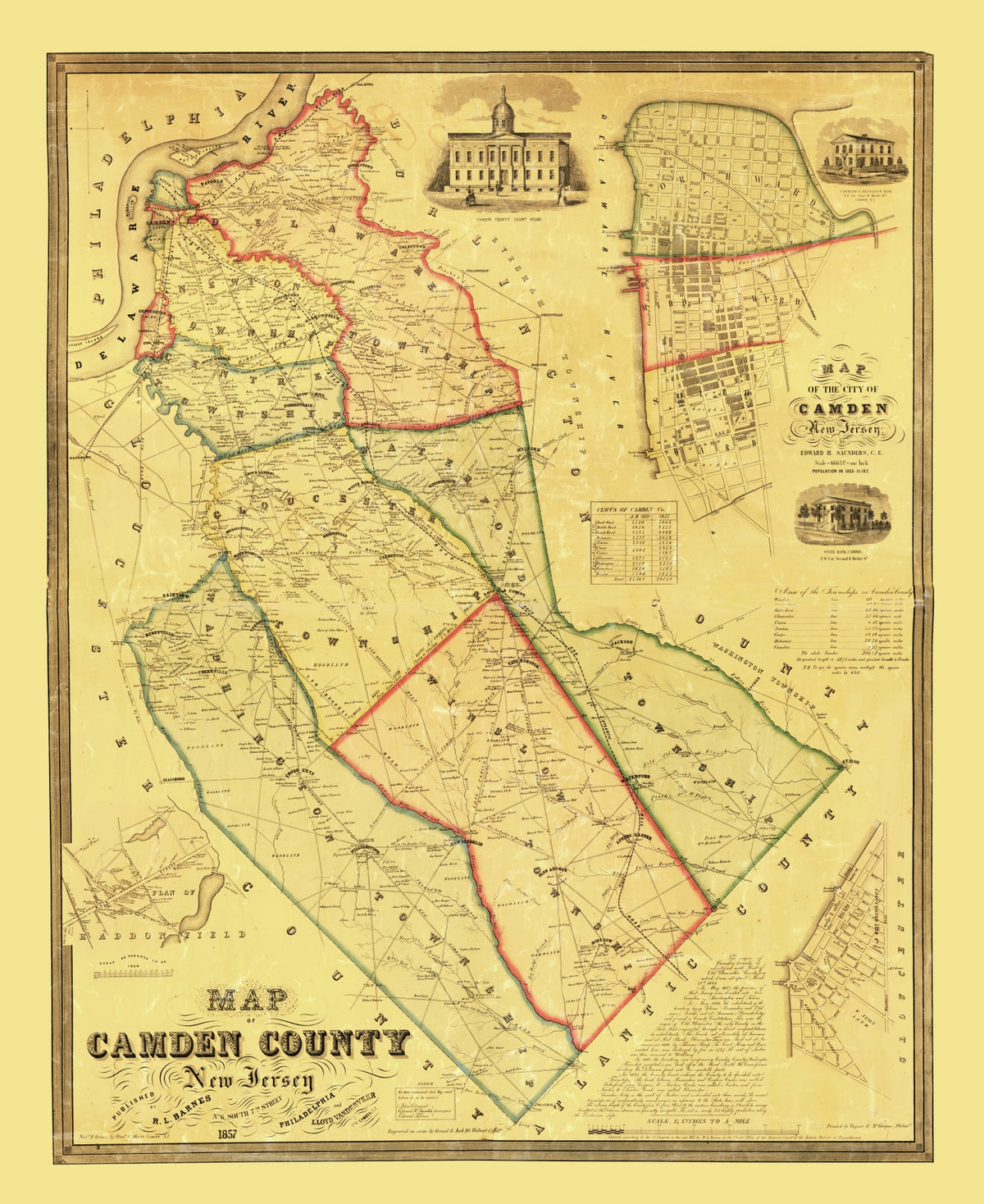 Preview of Vintage Map of Camden County, New Jersey 1857