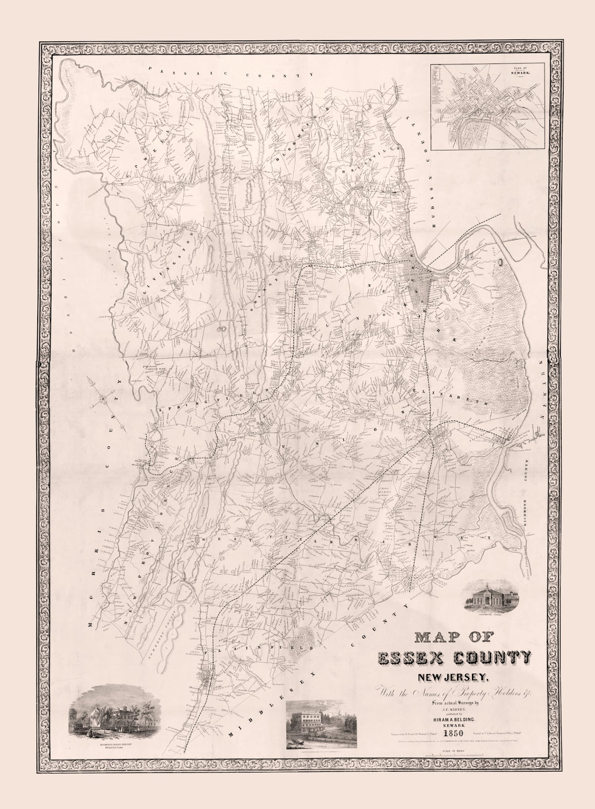 Preview of Vintage Map of Essex County, New Jersey 1850