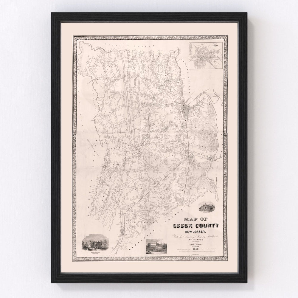 Essex County Vintage Map 1850