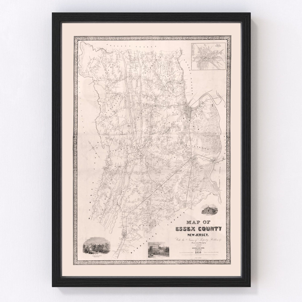 Essex County Vintage Map 1850