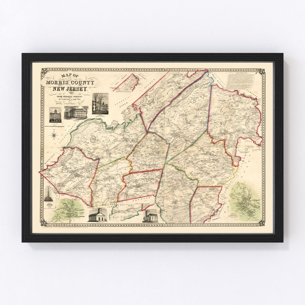 Morris County Vintage Map 1853