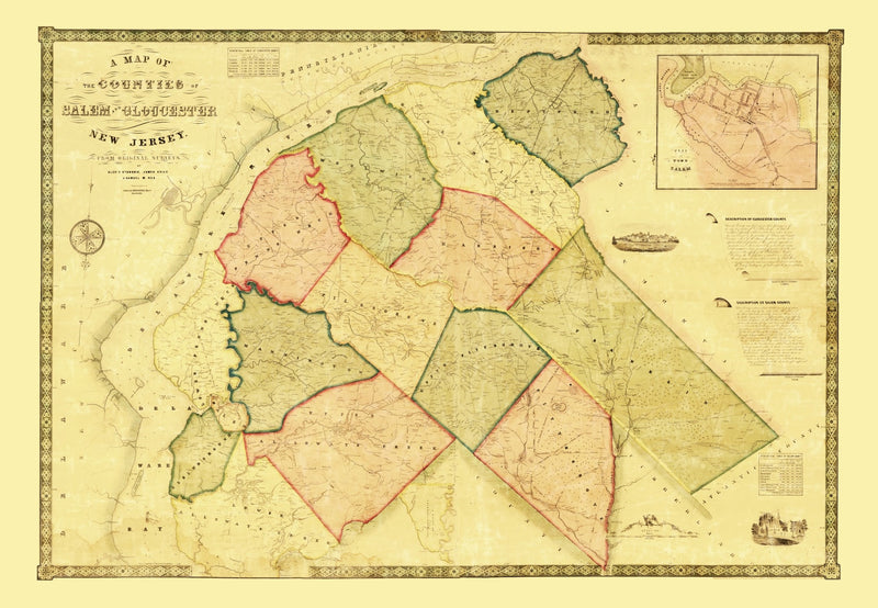 Size comparison using Vintage Map of Salem County, New Jersey 1849