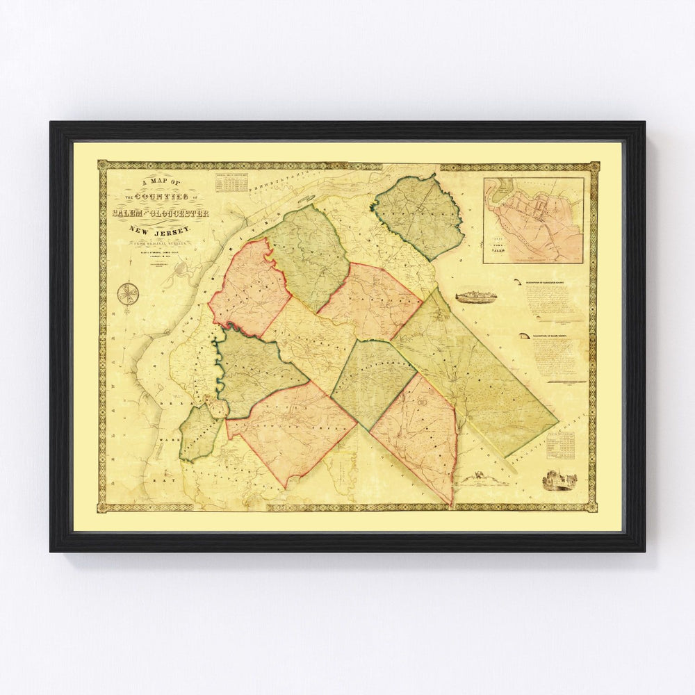 Salem County Vintage Map 1849
