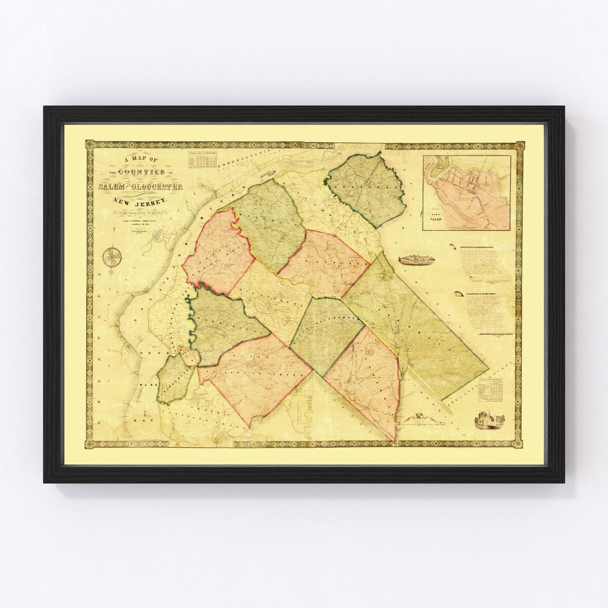 Salem County Vintage Map 1849
