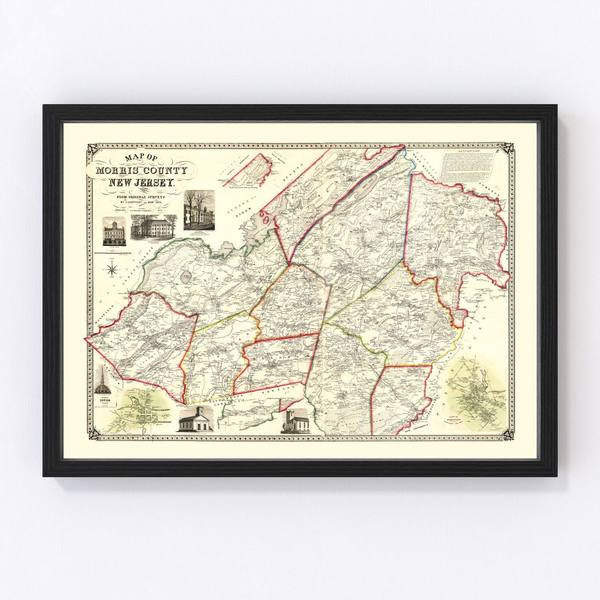 Morris County Vintage Map 1853