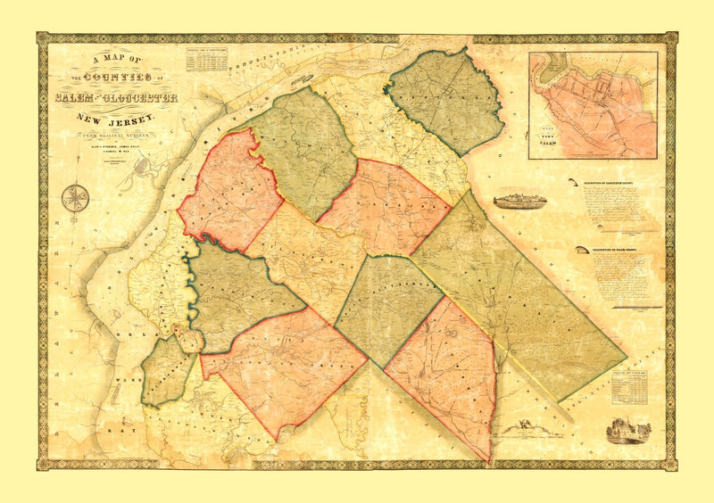 Size comparison using Vintage Map of Gloucester County, New Jersey 1849