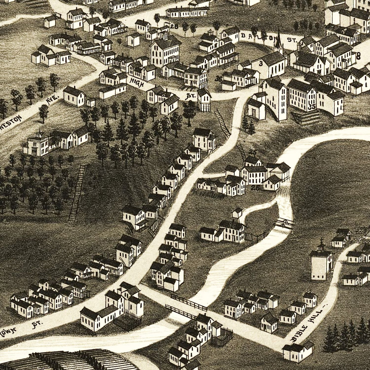 Restored historic details from the 1883 city map of Whitefield, New Hampshire