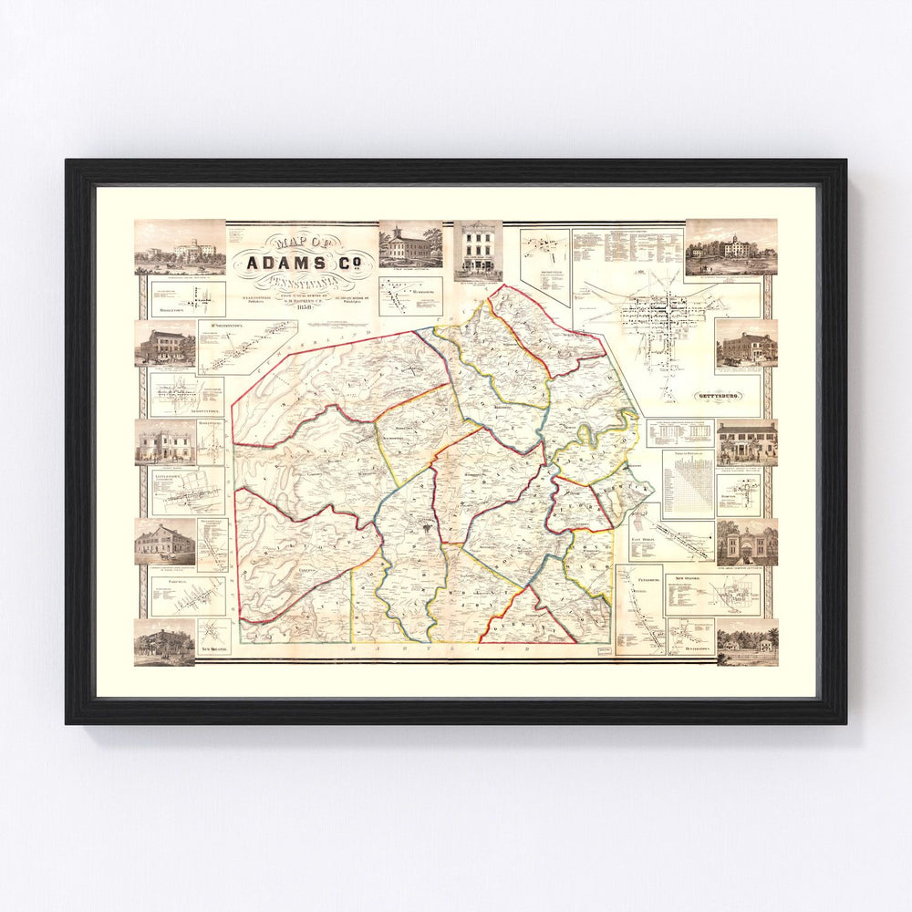 Adams County Vintage Map 1858