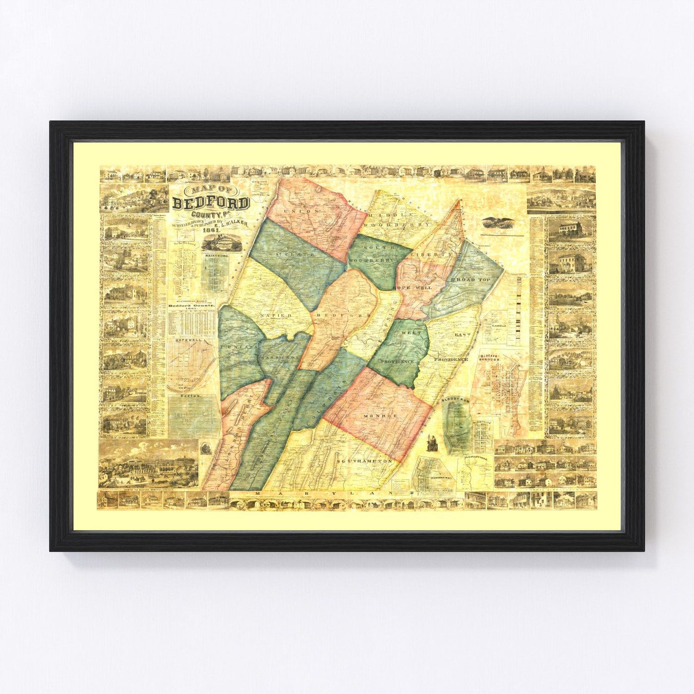 Bedford County Vintage Map 1861