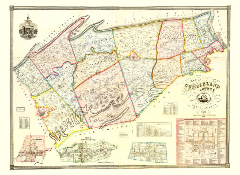 Size comparison using Vintage Map of Cumberland County, Pennsylvania 1858
