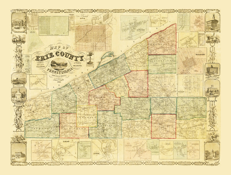 Size comparison using Vintage Map of Erie County, Pennsylvania 1855