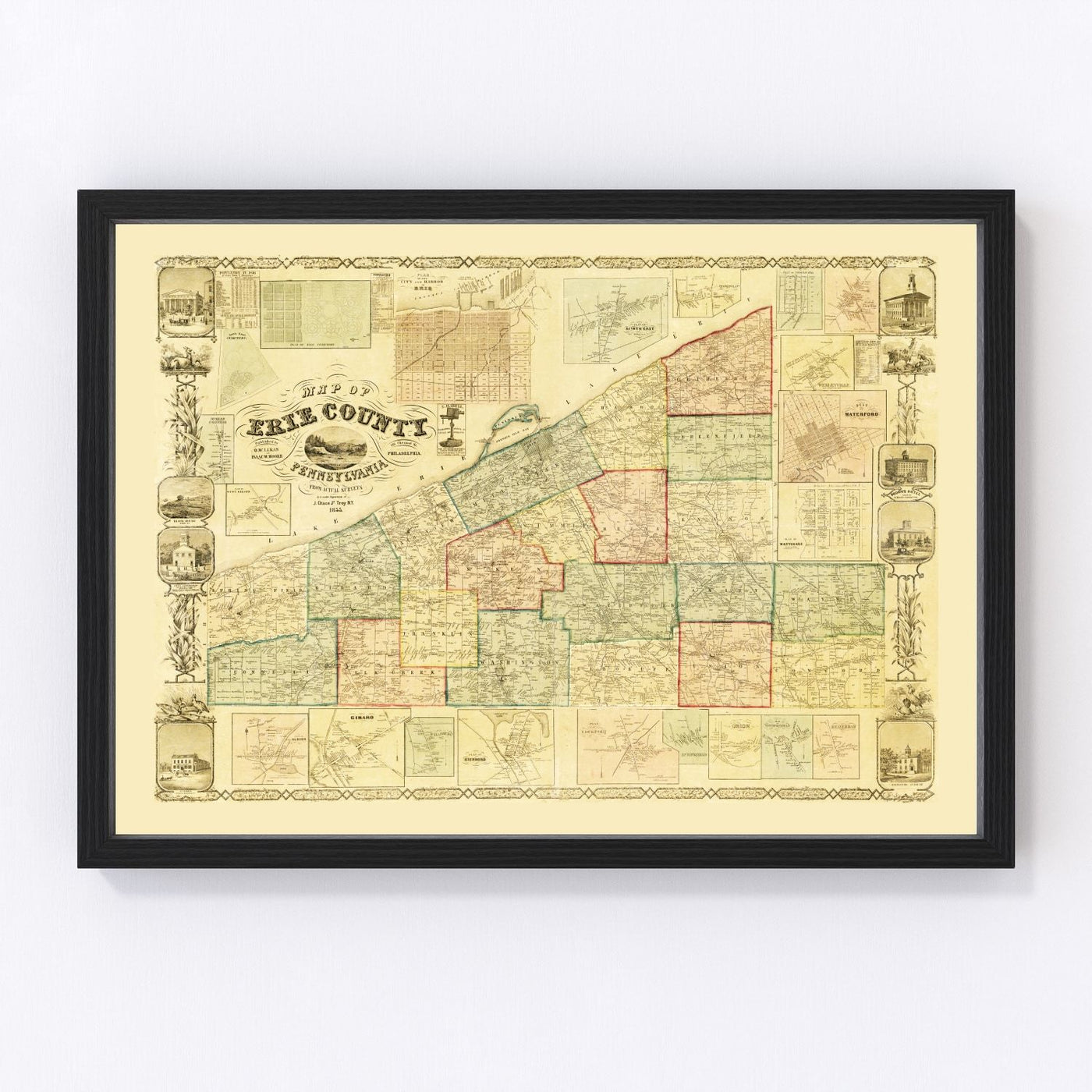 Erie County Vintage Map 1855