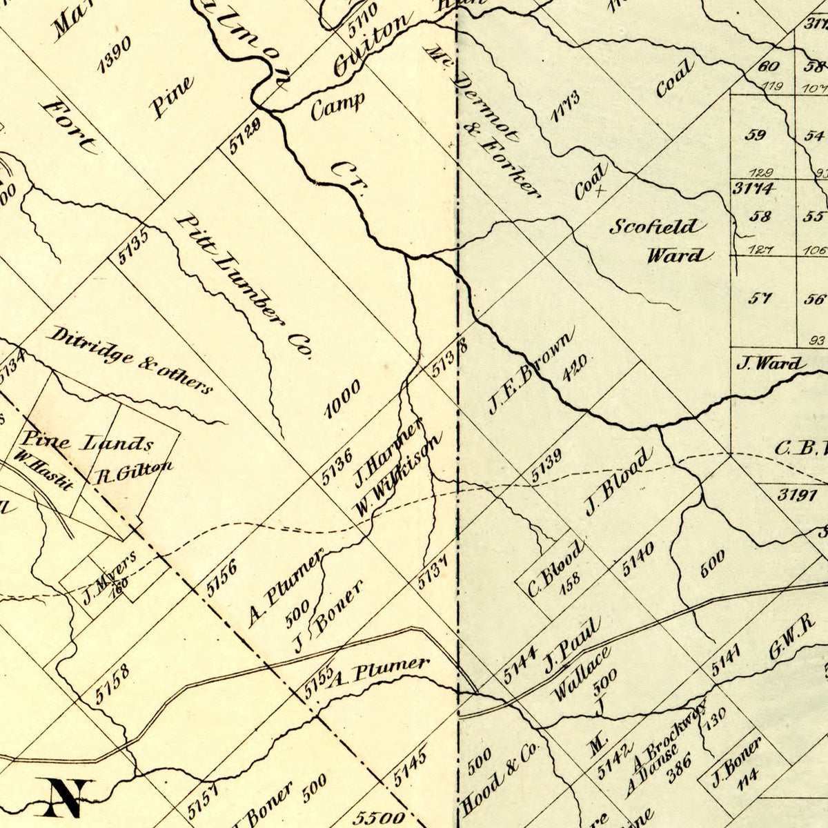 Restored historic details from the 1876 county map of Forest County, Pennsylvania