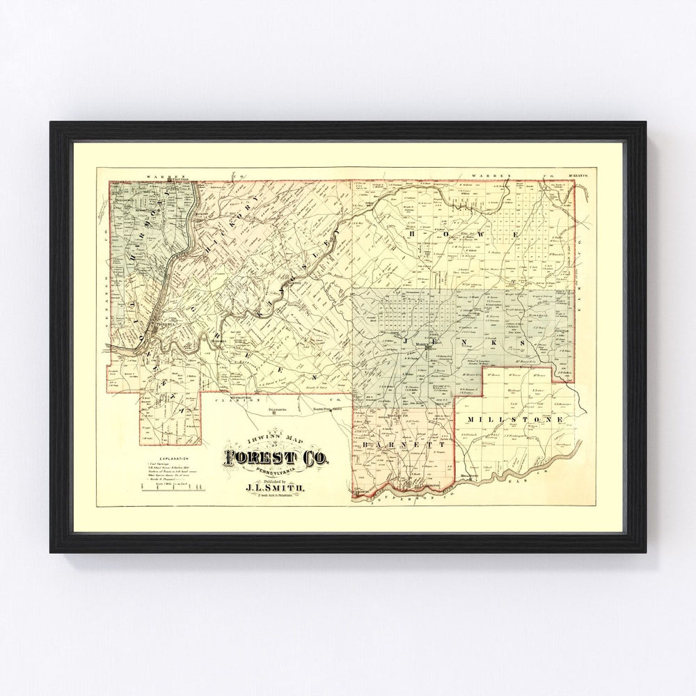Forest County Vintage Map 1876