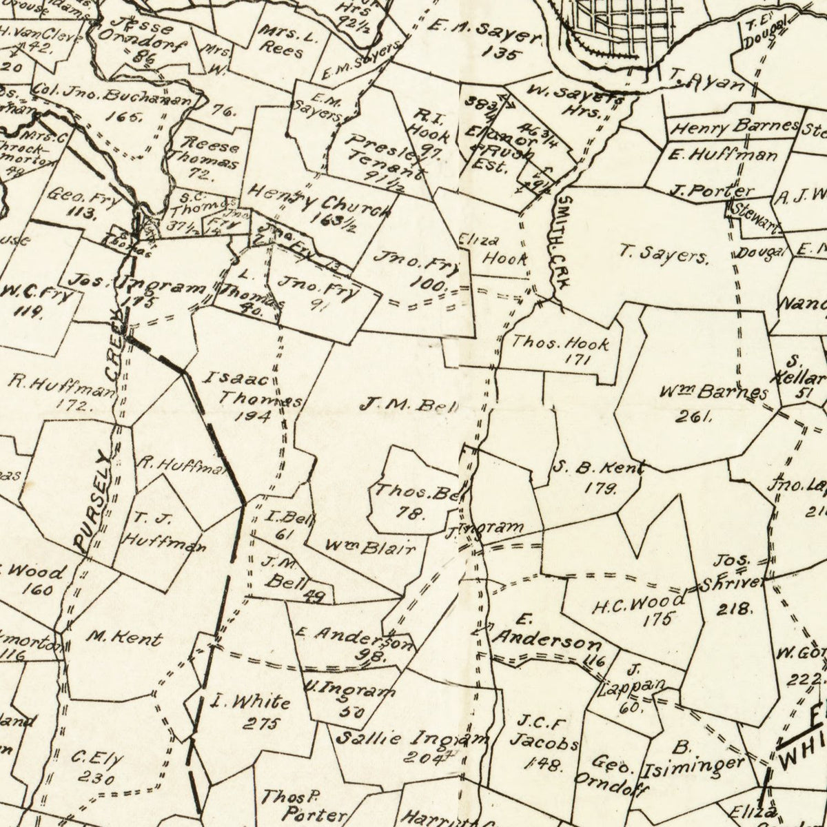 Restored historic details from the 1897 county map of Greene County, Pennsylvania