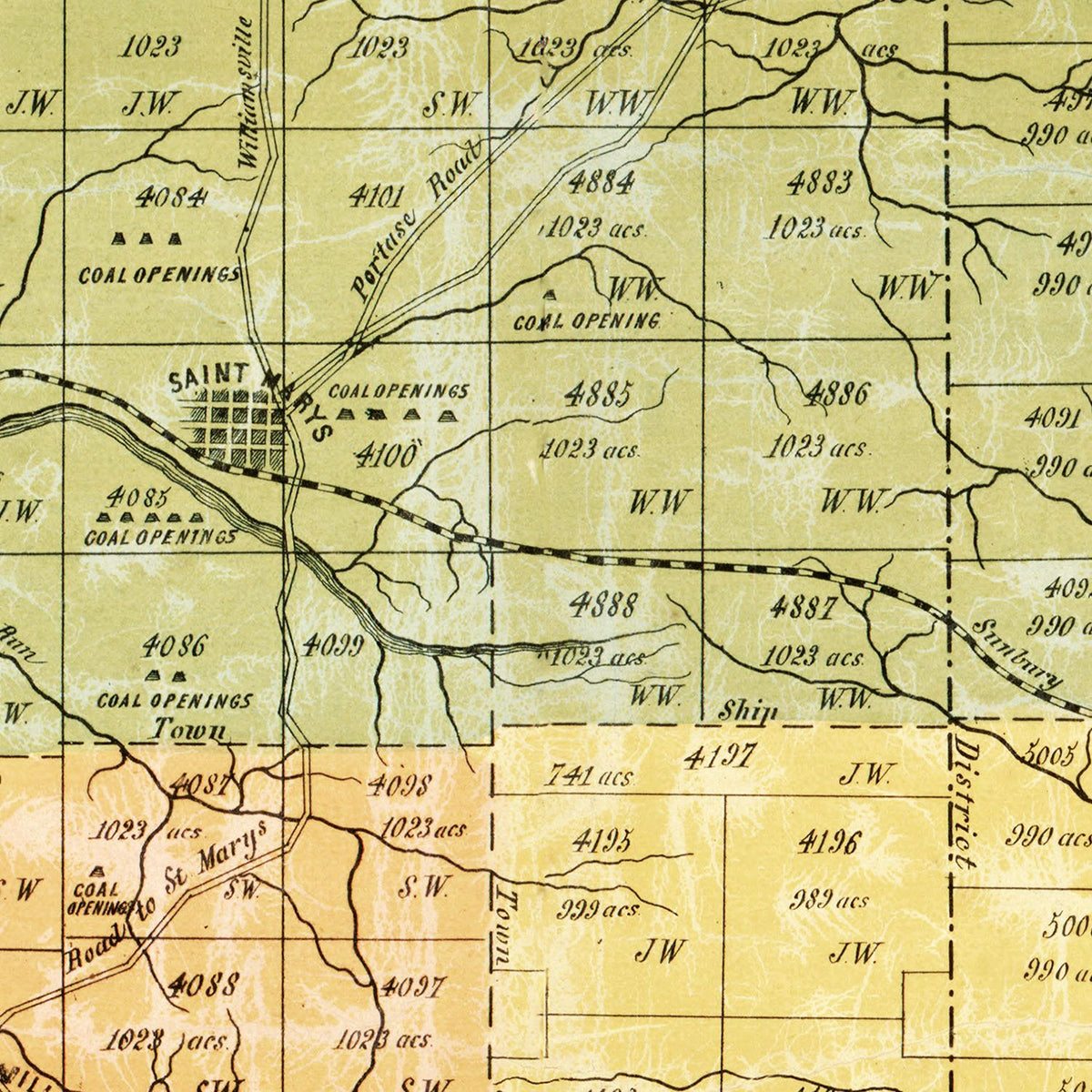 Restored historic details from the 1855 county map of Elk County, Pennsylvania
