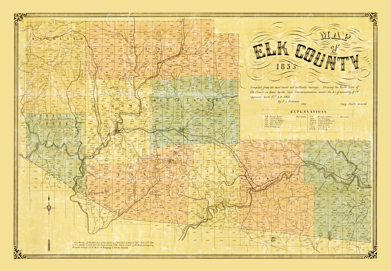 Size comparison using Vintage Map of Elk County, Pennsylvania 1855