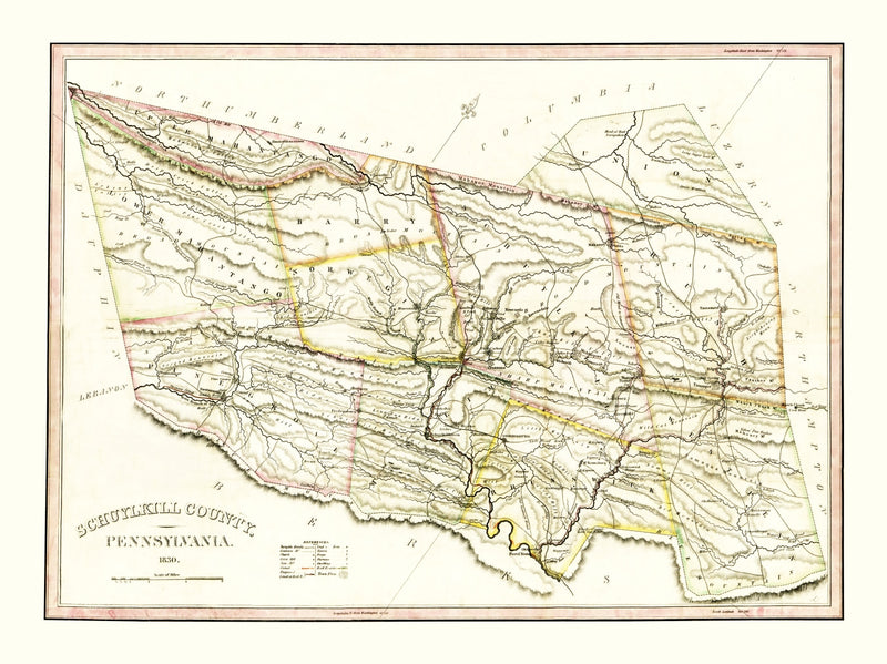 Size comparison using Vintage Map of Schuylkill County, Pennsylvania 1830