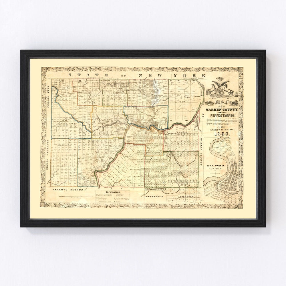 Warren County Vintage Map 1838