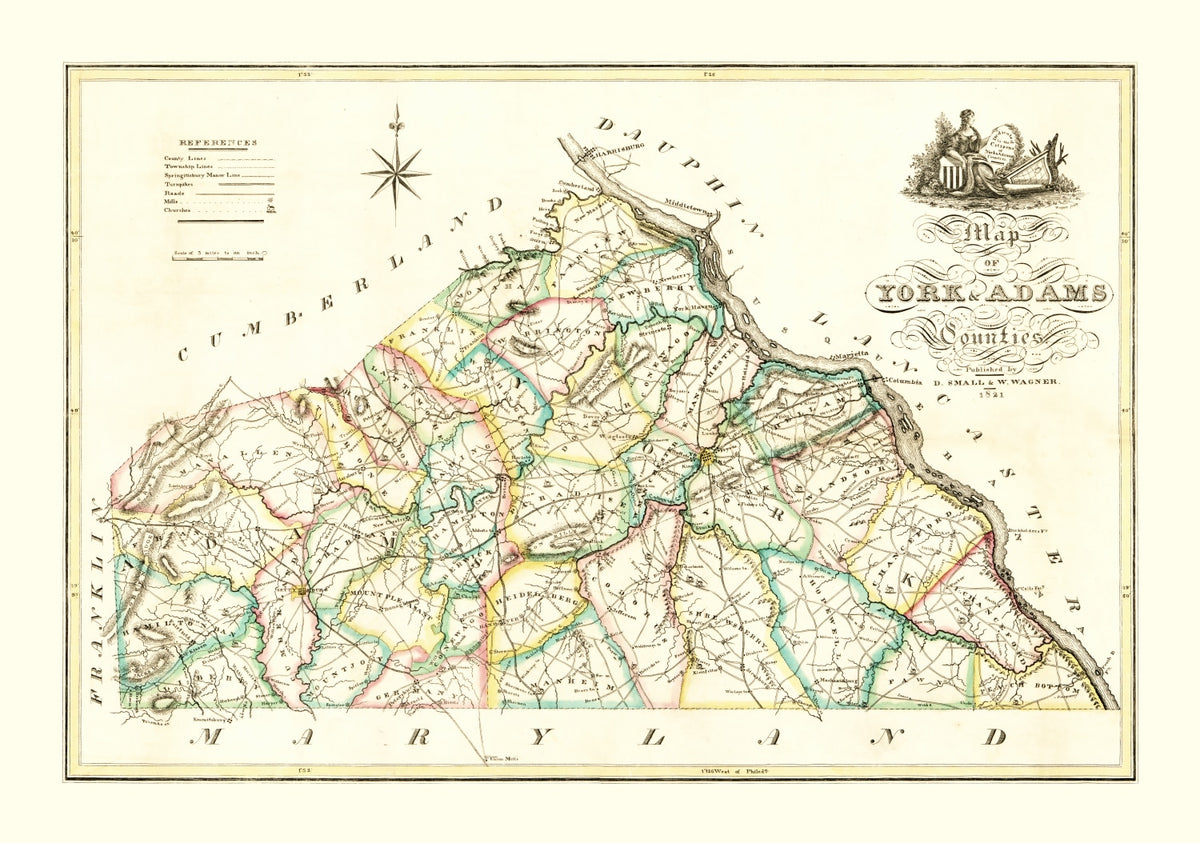 Preview of Vintage Map of York County, Pennsylvania 1821