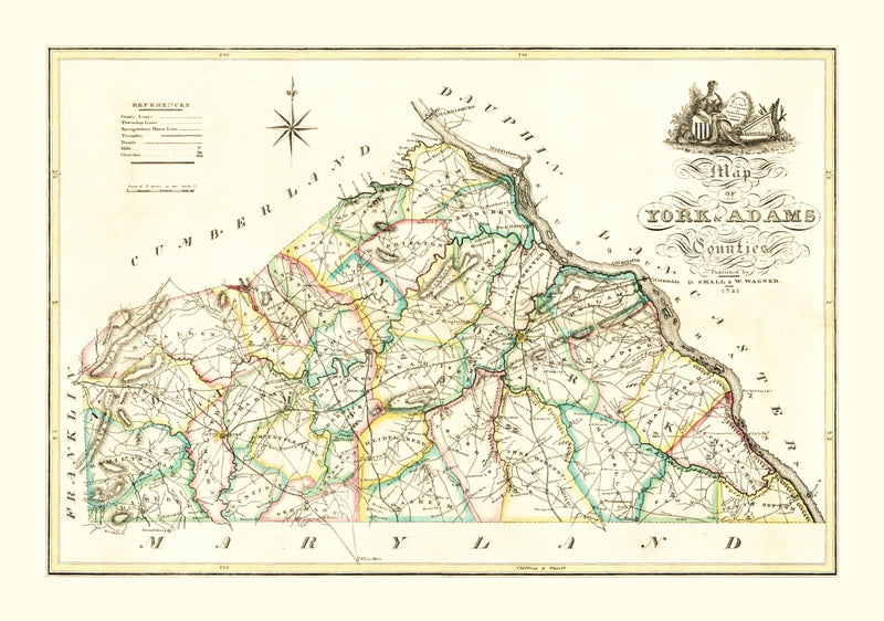 Size comparison using Vintage Map of York County, Pennsylvania 1821